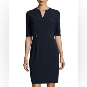 EUC Tahari Arthur S Levine Sheath dress with banded waist | Navy | Size 8